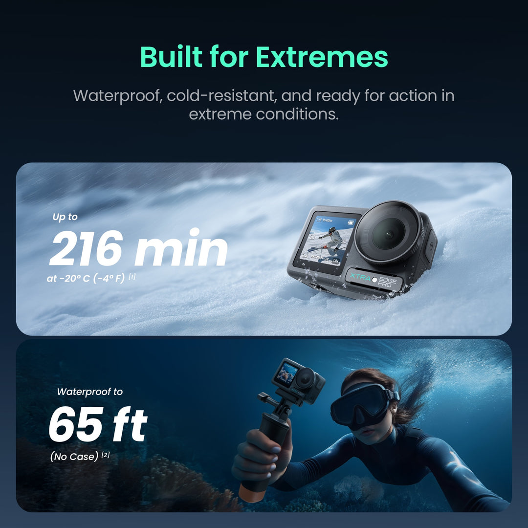 Xtra Edge Pro: 4K Action Camera With 1/1.3" Sensor & Night View